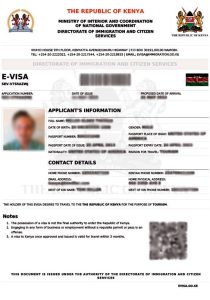kenya visa sample